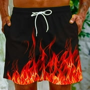 Kunmmin Casual and Trendy Shorts for Men Flame Printing Special Print Beach Casual Trouser Pants Summmer Savings